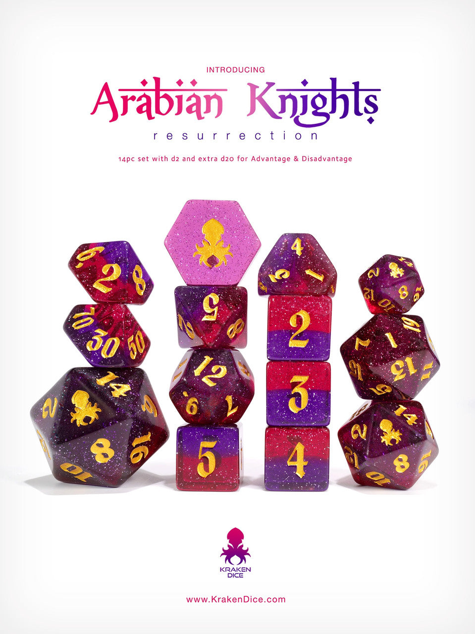 Arabian Knights: Resurrection 14pc TTRPG Dice Set
